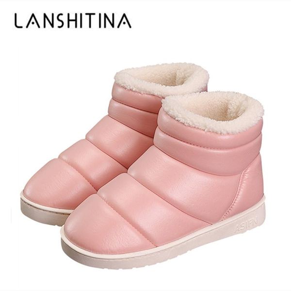 

new women snow boots warm fur platform winter ankle boots waterproof leather casual shoes plush inside waling cotton shoes, Black