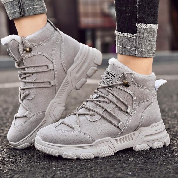 

winter women's snow boots keep warm soft comfortable ankle boots casual outdoor lace-up increased ladies shoes winter shoes, Black
