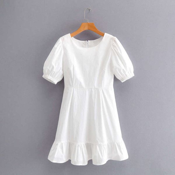 

new m5481 women's fashion 2020 summer round neck ruffled bubble sleeve dress, Black;gray