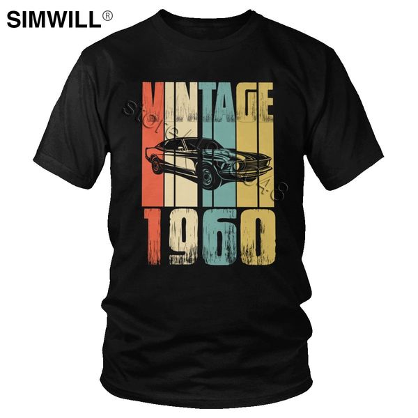 

pure 60s vintage 1960-тройники мужская старая школа автомобиля с коротким рукавом печать большой тенниска размер trend tops wholesale толсто