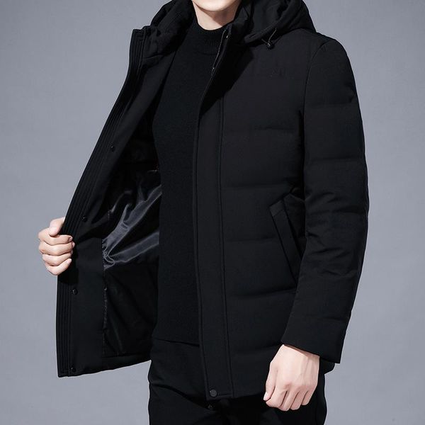 

2020 new brand casual fashion parka winter white duck down jacket men windbreaker with hooded puffer bubble coats mens clothing, Black