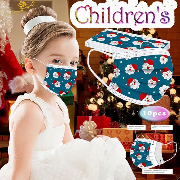

new masks print 10pc christmas kids protective disposable mask cover breathable face shield mouth caps d3