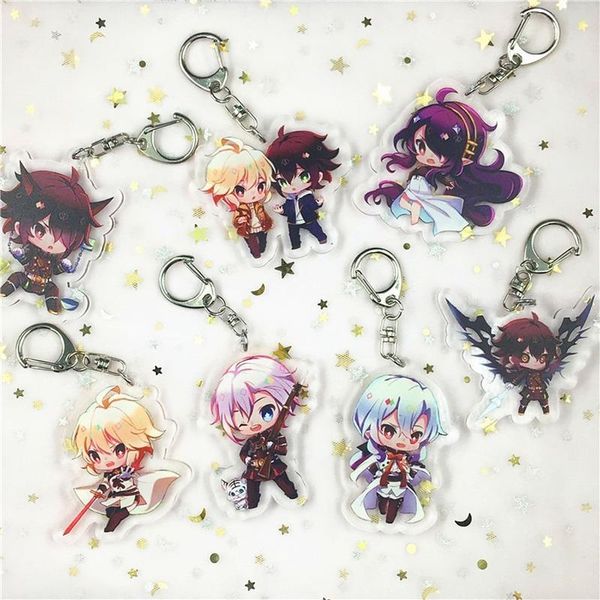 

key chain acrylic seraph of the end cute funny key ring woman kids pendant keyring man girl llavero keychain jewelry portachiavi, Silver