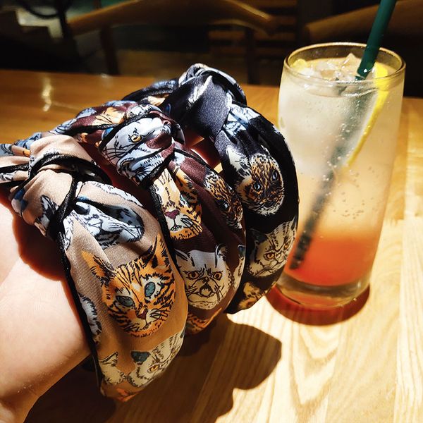 

new fashion vintage headband flower knotted hair band for women fashion ins korean girls hair accessories fairy simple striped hairband, Black;brown