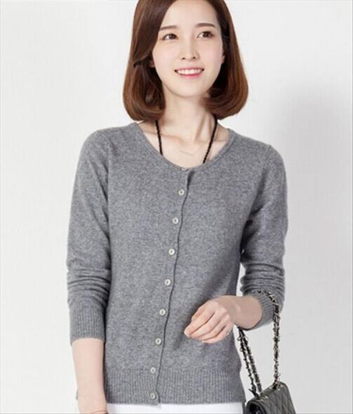 

2021 female new cashmere cardigan o neck knit shirt slim korean version of the big yards short sweater women dress, White;black