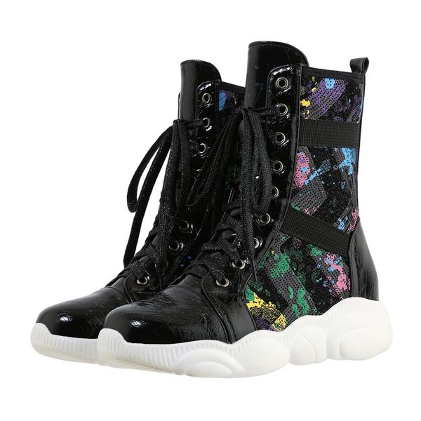 

2021 mark chance snow mid-calf women woman shoes thick heels basic riding boots big 43 vaml, Black