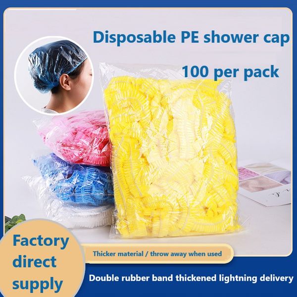 

disposable waterproof pe plastic shower cap 100pcs l disposable strip shower cap