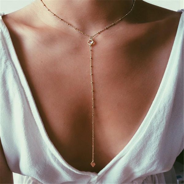 

female clavicle woman chains silver simple bohemian for color gold chocker fashion square long pendants necklaces new jewelry wmtvaj, Golden;silver