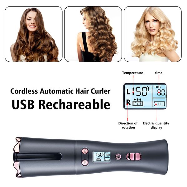

2021 promotion portable automatic curler multi-function usb charging travel intelligent wireless lcd display curl