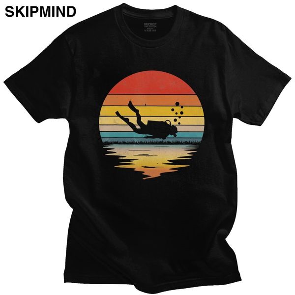 

урожай ретро скубадайвинг t shirt 80s scuba diver подарков тенниска погружение lover tee с коротким рукавом графический tshirt спорта толсто