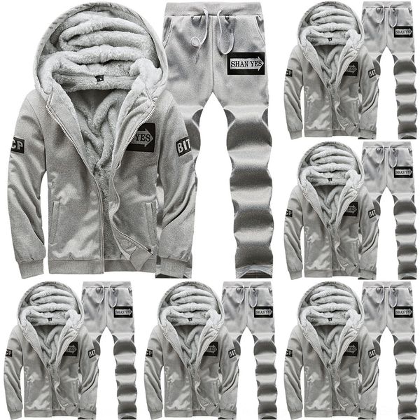 

3okcg men's two sweater piece winter plush hooded loose sports suit cardigan oversized men's coatcoat coat sweater coat nixvp, Black