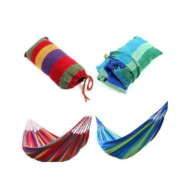 

portable outdoor garden hammock hang bed travel camping swing hiking canvas stripe hammock hanging bed a2khh