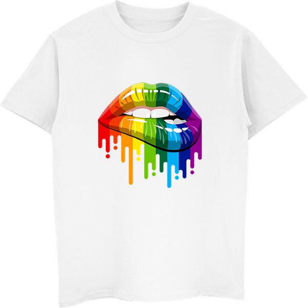 

лето печать радуга губы pride t-shirt мужчины с коротким рукавом o-образным вырезом футболка hip hop тис топы harajuku streetwear спорта с к