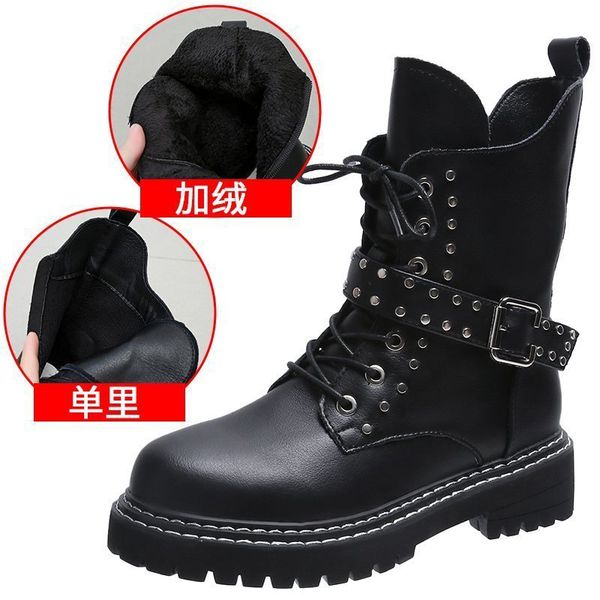 

moxxy rivet buckle ankle boots women black leather platform boots 2020 autumn winter shoes woman plush booties gothic punk