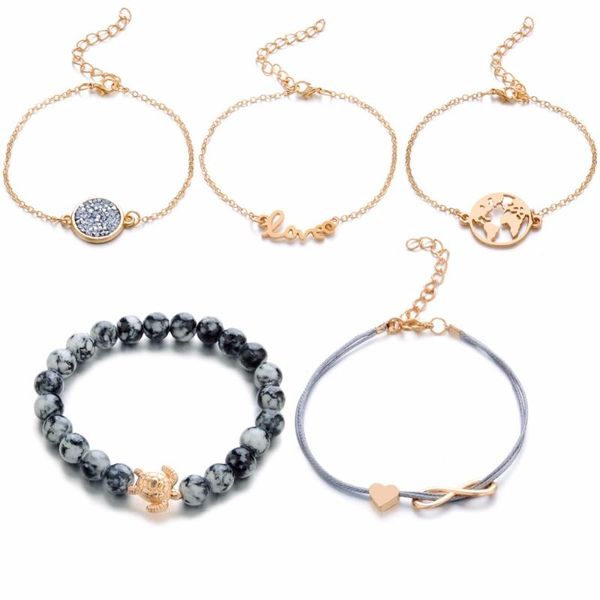 

hiyong bohemian turtle charm bracelets bangles for women fashion gold color strand bracelets sets jewelry party gifts, Golden;silver