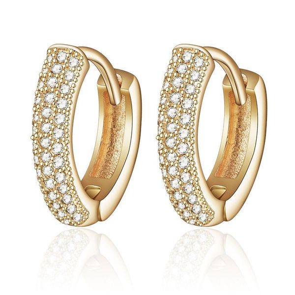 

hoop & huggie luxury gold small earrings for women cubic zirconia cz gem stone round circle wedding party jewelry gifts, Golden;silver