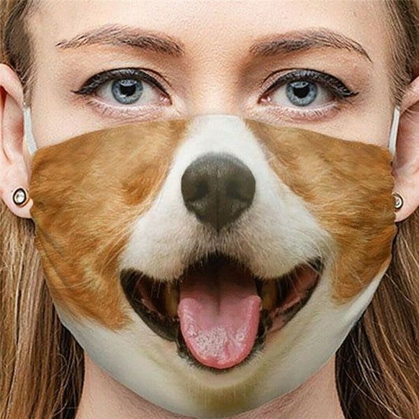 

reusable funny dog face mask breathable animal print masks washable party mouth mask fashion facemask for outoor travel kimter-z170a
