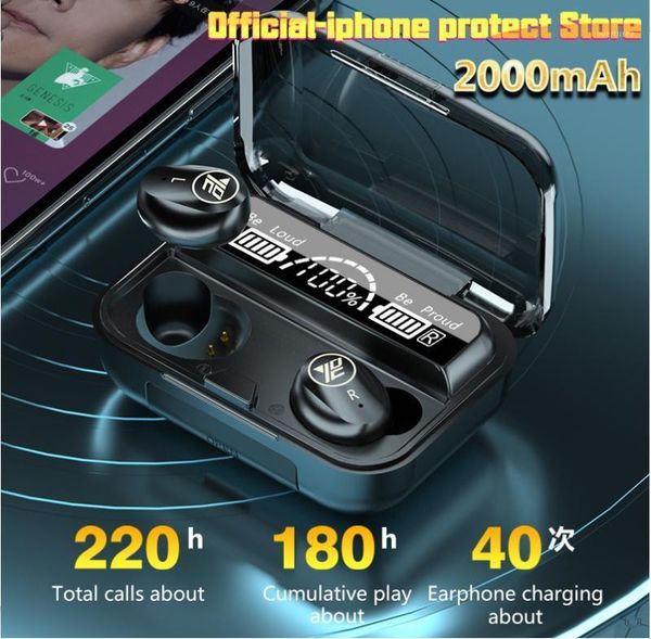 

tws m16 bluetooth 5.1 earphones 2000mah charging box wireless headphone stereo sports waterproof earbuds headset with microphone1