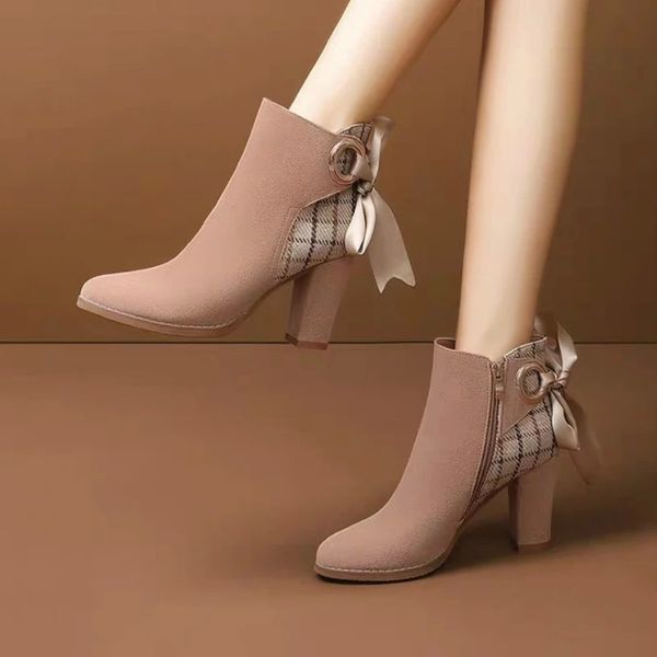 

ankle boots women platform high heels buckle shoes thick heel short boot ladies casual footwear drop shipping #sz1y, Black