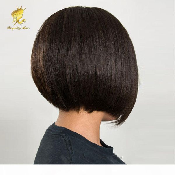 

light yaki straihgt bob wig human hair wholesale full lace bob wig lace front wig with bangs for black women side part, Black;brown