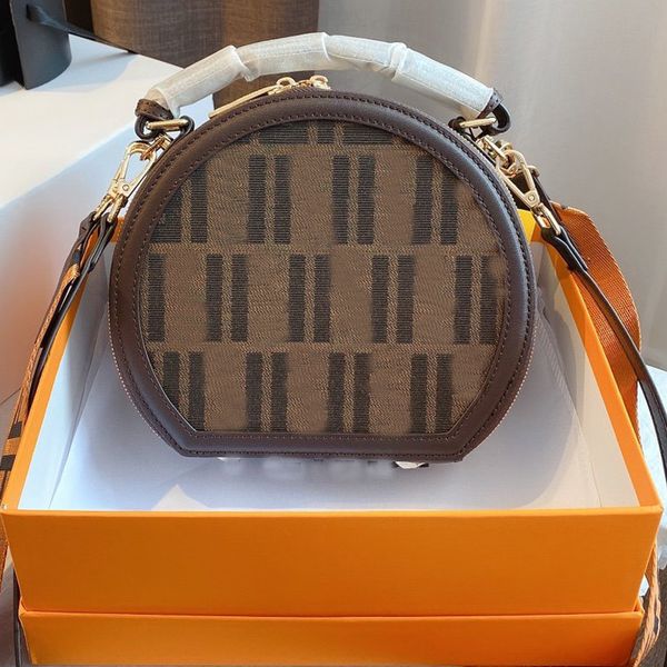 

round crossbody handbag multi-purpose single shoulder bag super large capacity travel purse lady brown wallet with ff