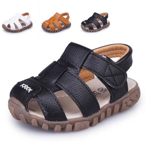 COZULMA Sommer-Baby-Jungen-Schuhe, Kinder-Strandsandalen für Jungen, weiche Lederunterseite, rutschfeste Sicherheitsschuhe mit geschlossenem Zehenbereich