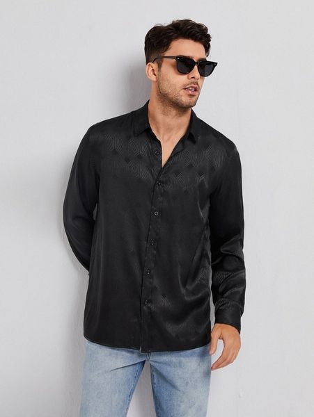 

men jacquard satin shirt 90xp#, White;black