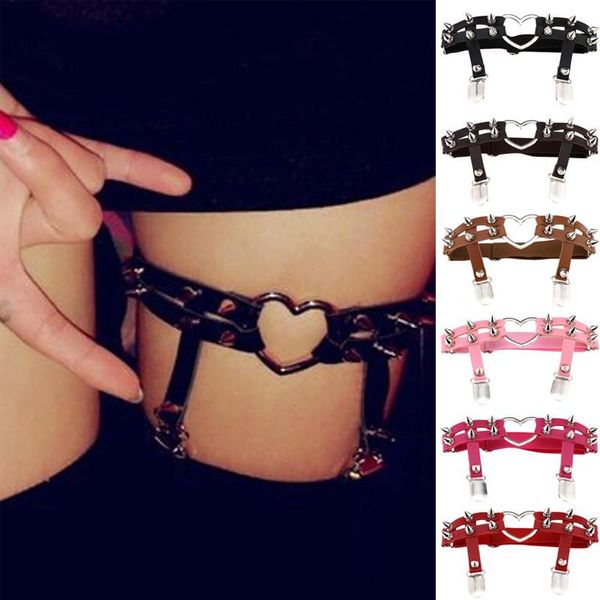 

punk leather garter belt body chain bondage leg ring harajuku women abdominal bandage suspender harness, Black;white