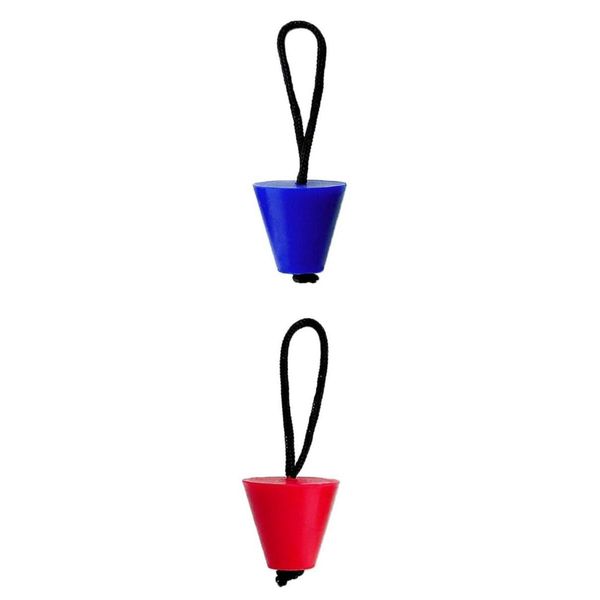 

2pcs rubber canoe boat scupper plugs drain holes ser with rope blue/red