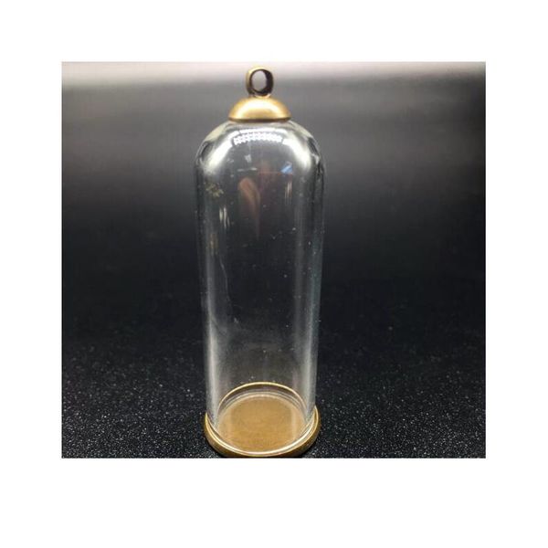 

5sets 50mm tall 18mm width clear glass globe bronze plated lace tray 8mm beads cap set diy glass vials pendant jewelry bbyeak, Black