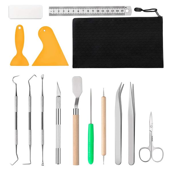 

15pcs craft weeding tools kit, basic craft vinyl tools including scissor, tweezers, weeders, scraper, spatula for weeding vinyl
