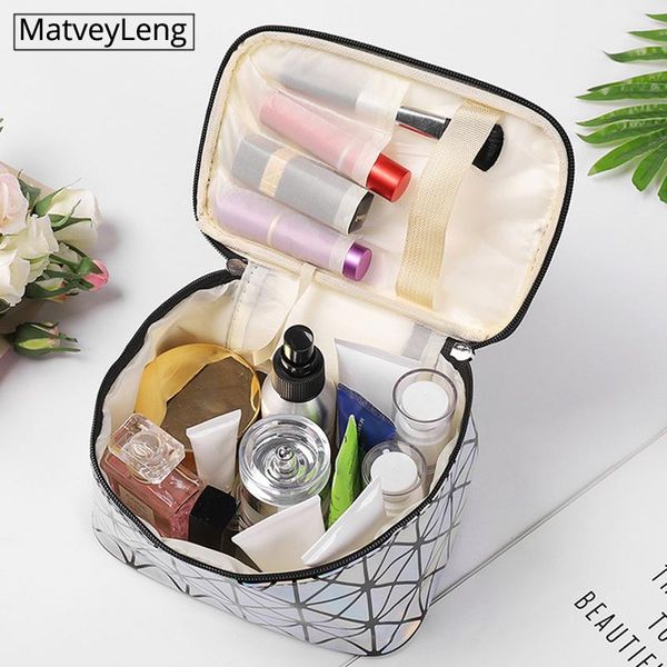 

multifunctional cosmetic bag leather women travel make up necessaries organizer zipper makeup case pouch toiletry kit bags