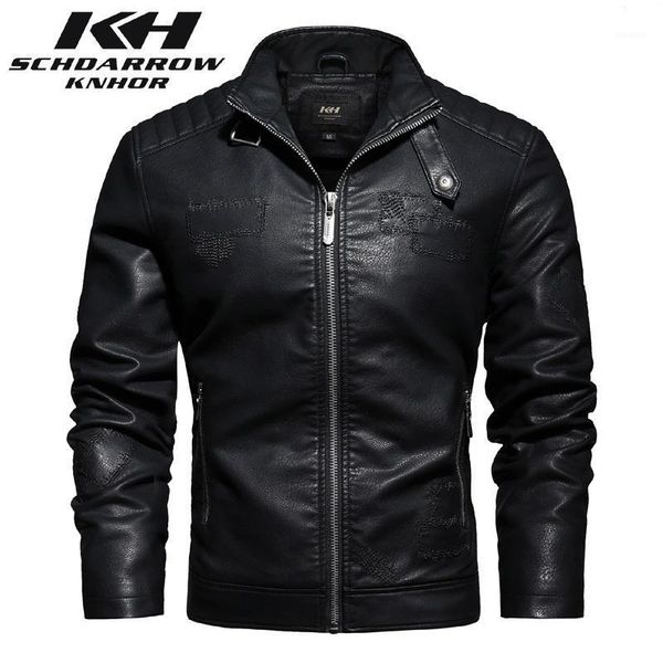 

new arrival men leather jacket men's autumn winter pu leather jacket casual embroidery patch motorcycle male1, Black