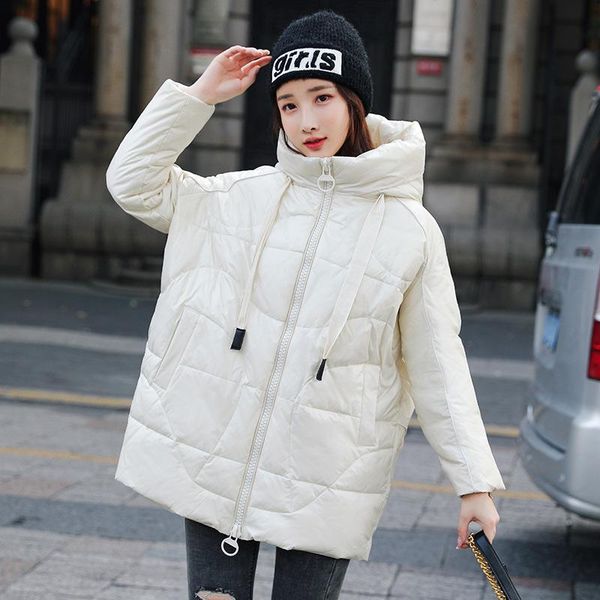 

women's down & parkas 2021 winter jacket women stand collar hooded solid black white female coat short parka warm casual