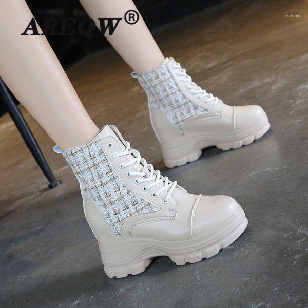 

new leather ankle boots women flat snow lace-up boots winter warm plush waterproof woman platform shoes1, Black