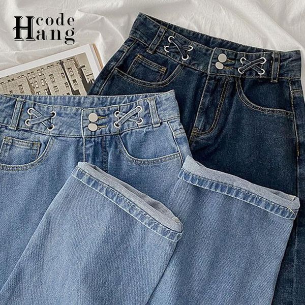 

hangcode boyfriend jeans for women good quality soft high waist full length jeans pants casual all match blue denim harem pants