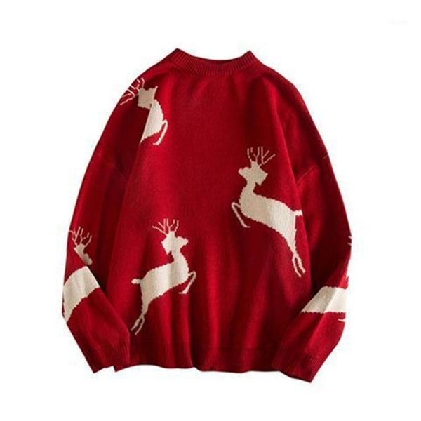 

men's sweaters christmas sweater 2021 winter men's pullover casual o-neck long-sleeved fashion black warm oversized family couple, White;black