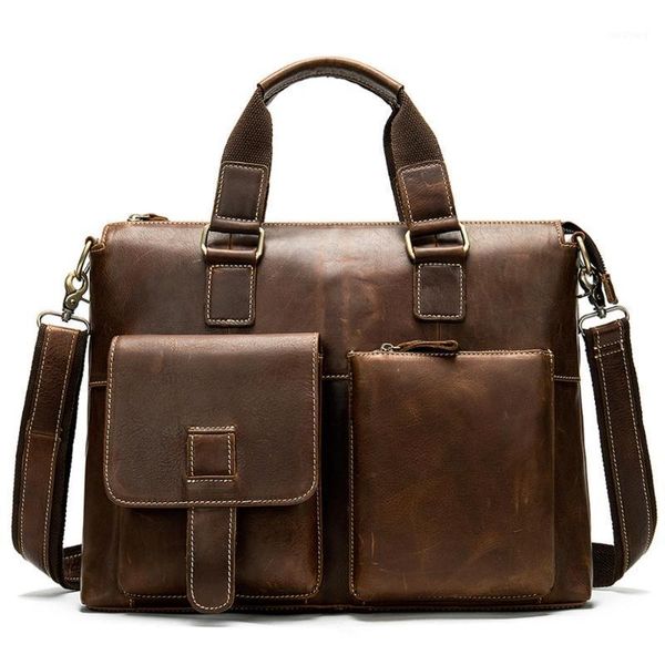 

sell business men briefcase bag leather lapbag casual man shoulder bags1