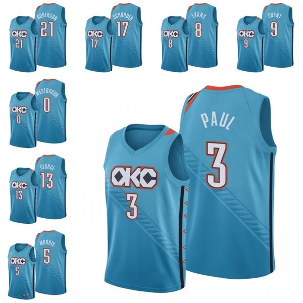 

oklahoma city thunder men andre roberson dennis schroder jawun evans jerami grant chris paul russell westbrook icon jersey, Black