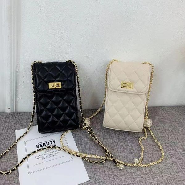

trend new designer phone case plaid quilted crossbody cell-phone bag small chain shoulder bags diamond padded phone bags mini