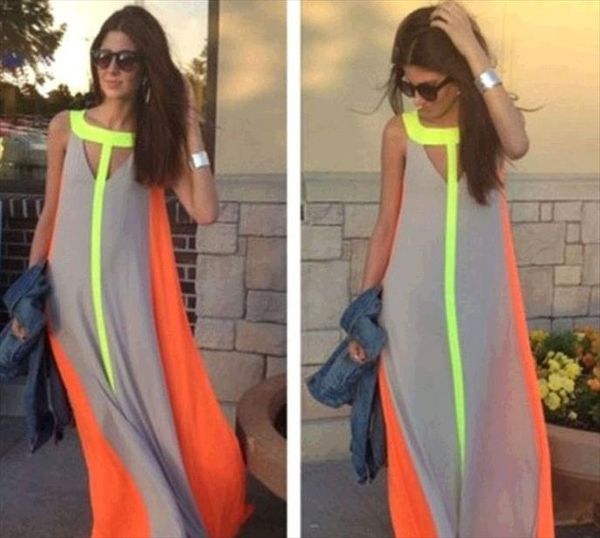 

2016 new summer sleeveless chiffon full dresses fashion vestidos vintage print summer long dress casual maxi vestido, Black;gray
