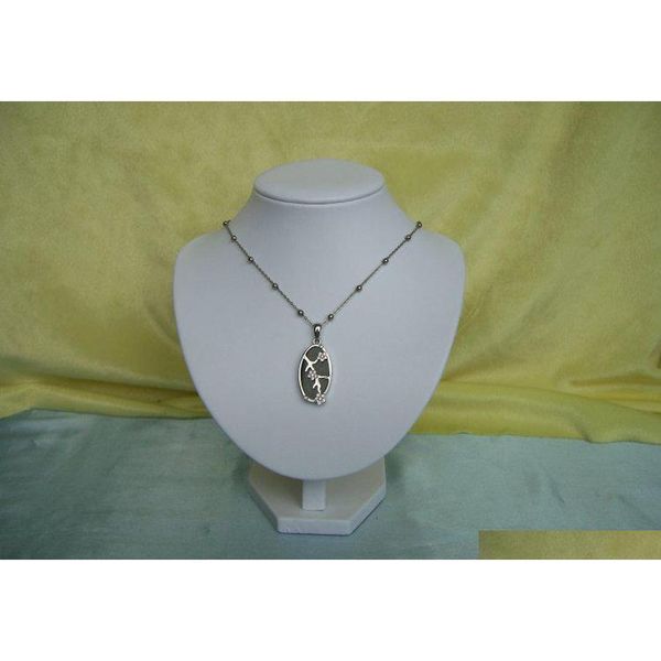 

wholesale jewelry display stand necklace pendant holder wood bust torso with white pu leather mannequin protrait zlutj, Khaki
