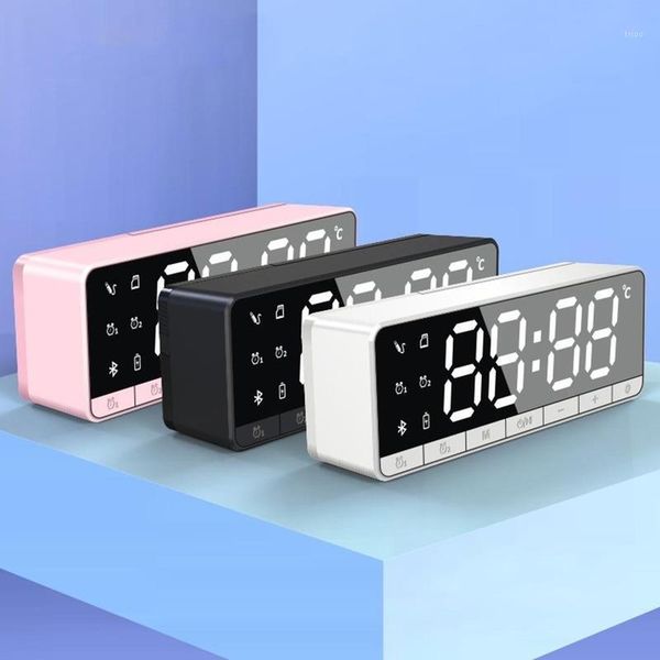 

wireless bluetooth speaker indoor led clock audio support tf card mirror design time and temperature dual display1