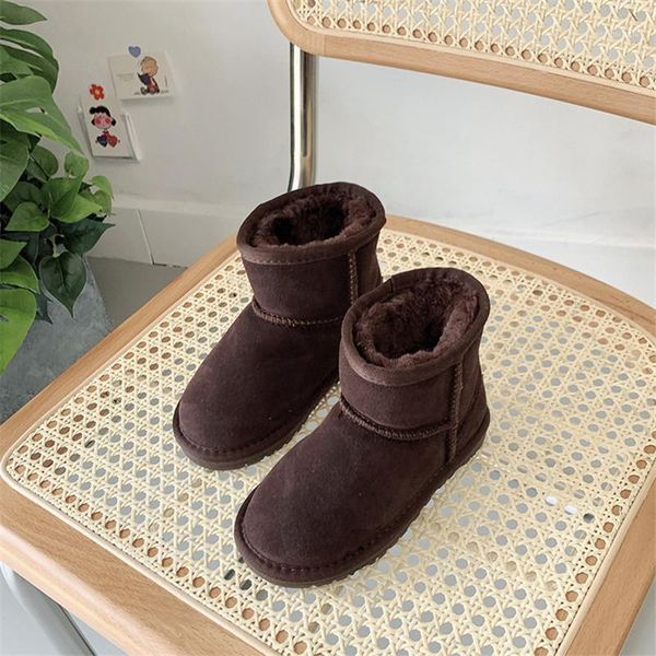 

boots classic girls boys winter snow warm flat shoes 2021 arrival australian children 100% genuine leather shoes1, Black;grey