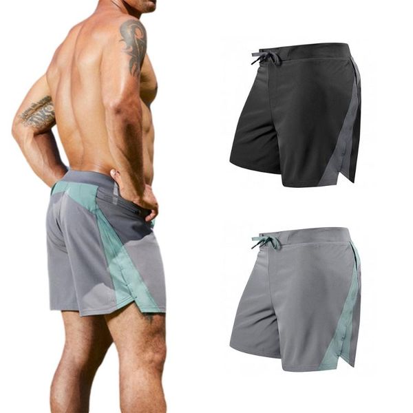 

men's shorts 2021 men running color block drawstring quick dry gym sport fitness jogging workout male sports short pants, White;black