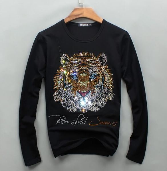 

new man's long shirt tiger's head thin background male tshirt design 2021s m3xp, White;black