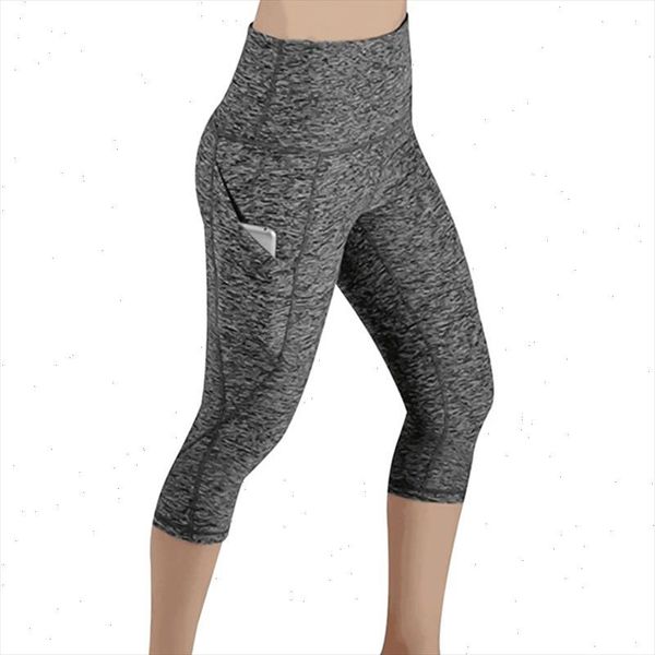 

side pockets design slim leggings female 3 4 sporting leggings female casual push up sporting fitness high waist leggings, Black