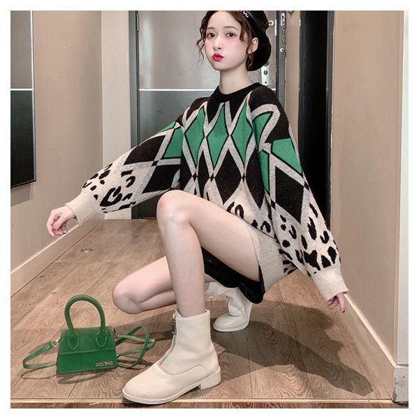 

foreign style sweater women's loose and lazy autumn dress top, White;black