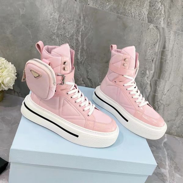 

autum winter lastest women designer casual shoes simple pure color high lace-up with bag comfortable thick soled platform sneakers leisure s, Black