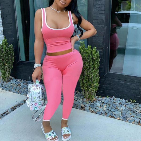 

sportswear joggers женщины set tougsuit летняя одежда для женщин лаунж носить два частя набор пот брюки и урожай, Gray